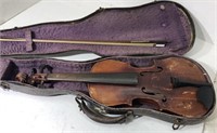 Violin in case - needs repair