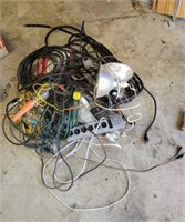 Box of large assortment of electrical cords,