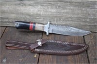 13" Damascus Bowie Knife with Sheath