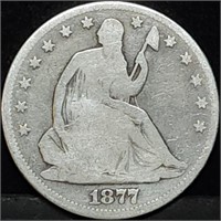 1877 Seated Liberty Silver Half Dollar