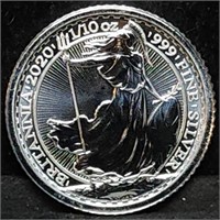 1/10 oz .999 Silver 2020 Britannia Gem BU