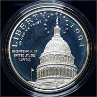 1994 US Capitol Proof Silver Dollar MIB