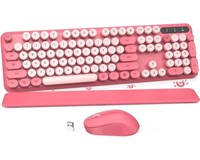 Wireless Keyboard and Mouse Combo - Pink Retro Key