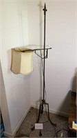 Vtg Wrought Iron Floor Lamp w/ Fleur de Lis Finial