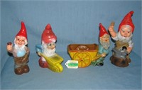 Group of 4 vintage painted gnomes