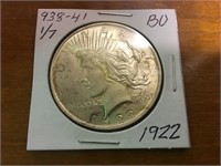 1922 BU PEACE DOLLAR