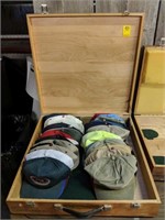 Wooden Box w/ Lid & Handles w/ Assorted Caps