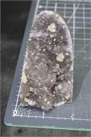 High quality smoky amethyst cut base with calcite