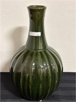 Large green ceramic vase 15"h