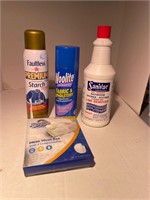 lot of laundry supplies & sanivac