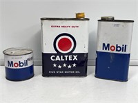 3 x Tins Inc. MOBIL & CALTEX