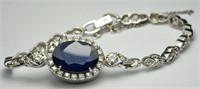 14k White Gold Art Deco 8.00ct Sapphire  0.75ct