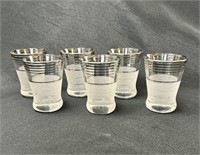 Mcm 6 Frosted Bottom Silver Rimmed Shot Glasses