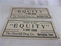 Vintage Churchil Drug Co "Equity" Advertisement