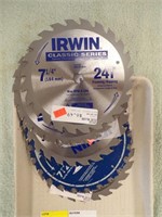(8) IRWIN 7 1/4" CIRCULAR SAW BLADES