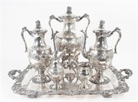 Barbour Ornate Hand Chased Silverplate Tea Set