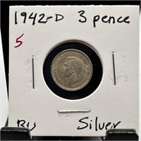 1942-D SILVER 3 PENCE