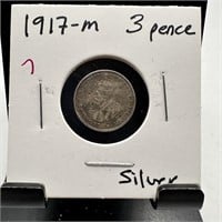 1917-M SILVER 3 PENCE