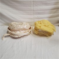 2 Vintage Hats cream yellow