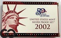 2002 US Mint SILVER Proof Set, Box & CoA Included