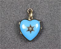 Victorian 14K Gold Miniature Enamel Heart Locket