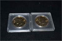 (2) 1974 Gold Plated Kennedy Commemorative Half Do