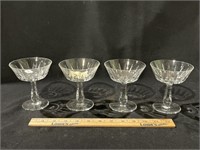 4 cut glass wine goblets