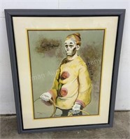 3ft Watercolor Clown by P. ALFIERI, LESTED ARTIST