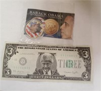 2009 Obama Commemorative Quarter & Bill