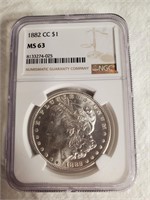 1882 CC Morgan Silver Dollar MS 63