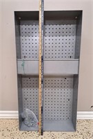 Grey Metal Free Standing Peg Board Cabinet w Hooks