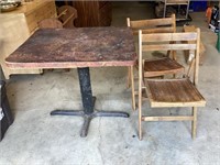 Wood Folding Chairs and Table