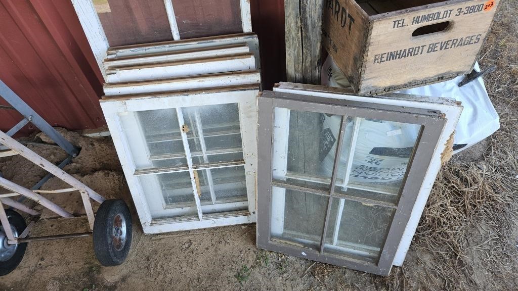 8- old wood windows 29x24,27x24 and 22x33