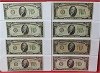 Sixteen 1934 Ten Dollar Federal Reserve Notes