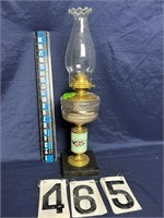 Hand painted oil lamp w/chimney 21”