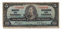 1937 Bank of Canada $5 Note