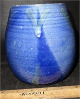 VITAGE STUDIO ART POTTERY-BLUE GLAZE VASE