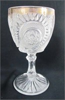 Early Pressed Glass Goblet "Radiant Daisy"