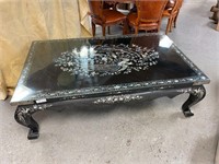 Black Lacquer Coffee Table with Inlays