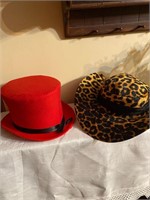 Showman's Hats (2) Red Top Hat , Velour Animal