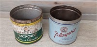 2 Vintage Tobacco tins without lids