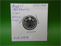 1998 - 1908 Canadian  .925 Sterling Silver Dime,