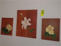3 Flower Oil On Canvas Paintings by Bobbie Teague