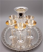 (6) ART DECO SILVER PLATE COCKTAIL GLASSES, 1930'S