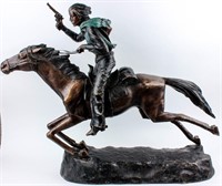 Art HUGE Cowboy Remington Bronze Statue