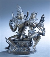 Uma Maheshvara Shiva & Parvati bronze figures.