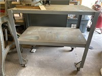 Meta table with casters 41” W x 38” T