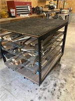 Rack Cart with wood 32” W 35” T 38” L
