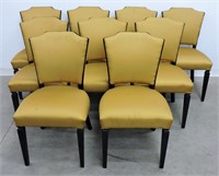 9pc Yellow Satin Dining Chairs