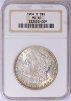 1904-O Morgan Silver Dollar NGC MS-64 (Toned)